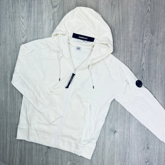 CP Company Raised Fleece Zip Hoodie - White